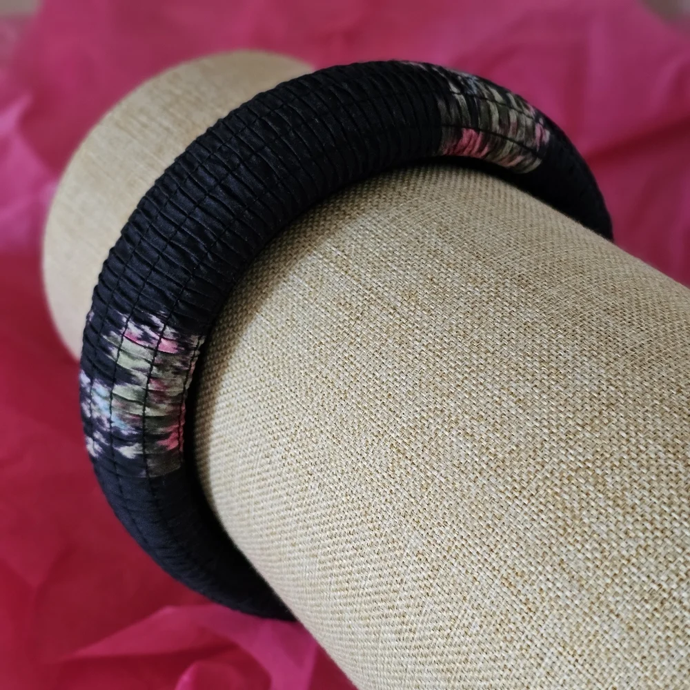 Lele Sadoughi x Loveshackfancy Black Coffee Padded Headband Shirred Floral